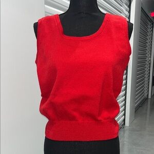 Vibrant Red Sleeveless Knit Top Vintage Toula size 14 dry clean only